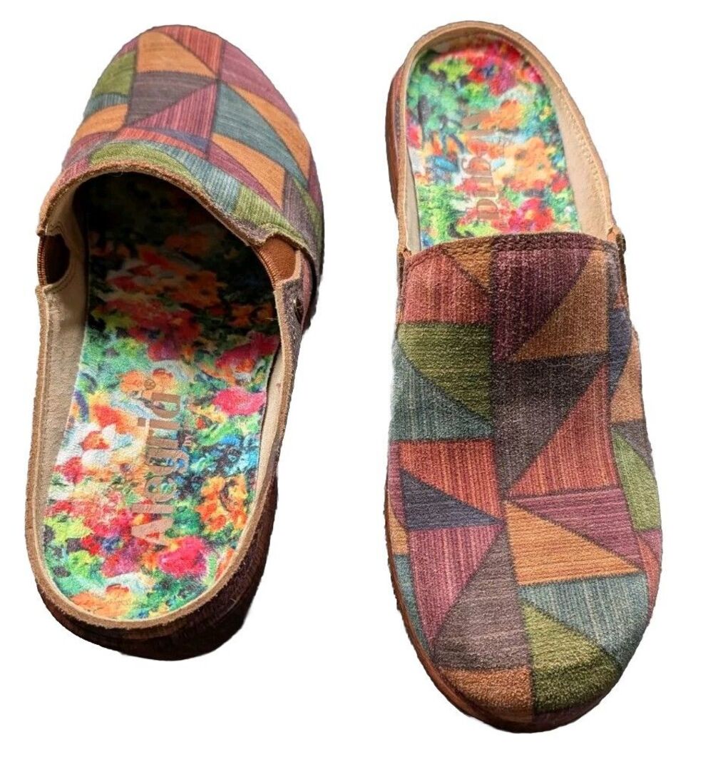 Alegria Sereniti Clog Patchwork Leather Slip On Shoes Comfort Womens 38 US 8 8.5